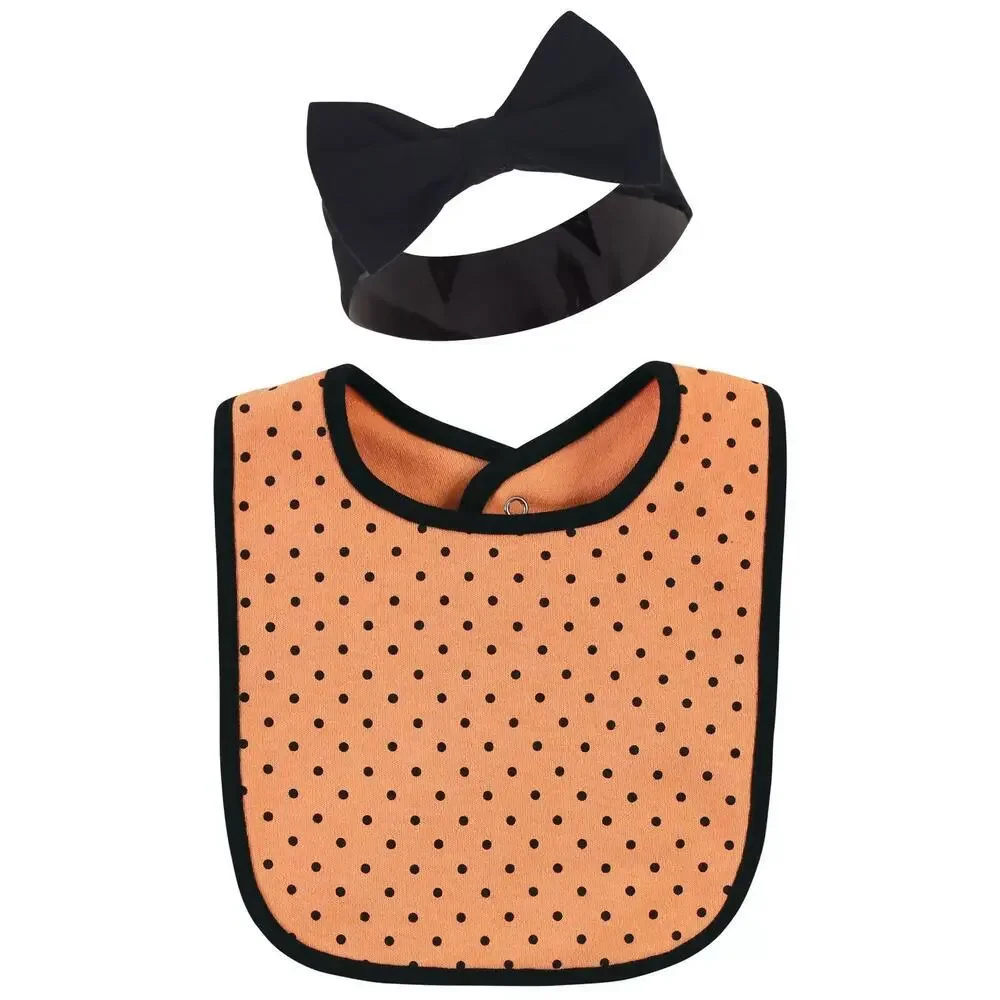 Hudson Baby Cotton Bib and Headband or Caps Set Cutest Pumpkin One Size New